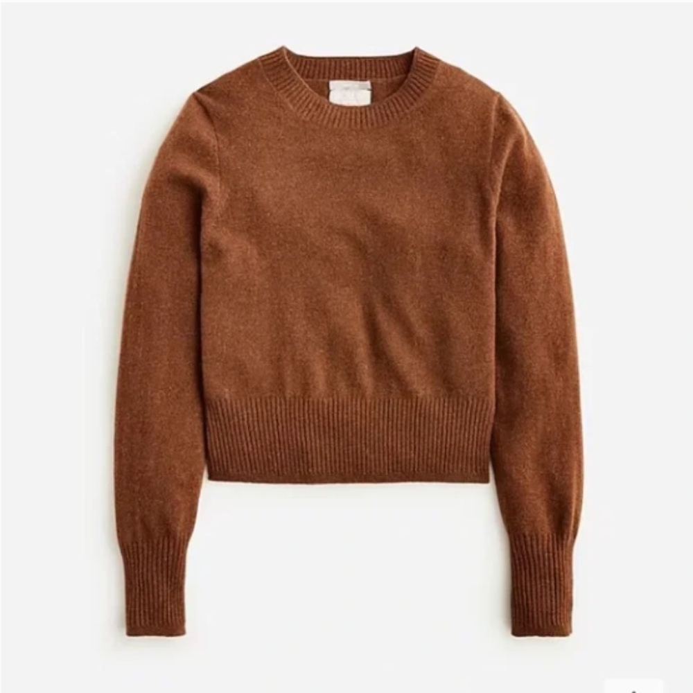 J.Crew Cashmere Shrunken Crewneck Sweater in Chestnut Heather Size Small EUC